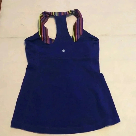Lululemon Scoop Neck racerback athletic casual yoga *Luon purple striped tank 6 - Picture 3 of 3